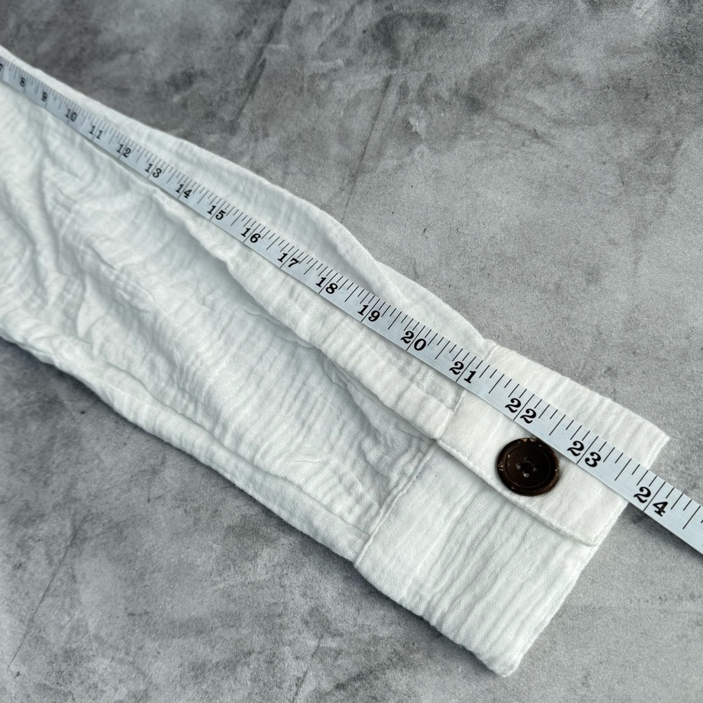 Beachlunchlounge Nox Crinkle Gauze Tie Front Button‎ Up Shirt White XS Casual - Picture 11 of 14